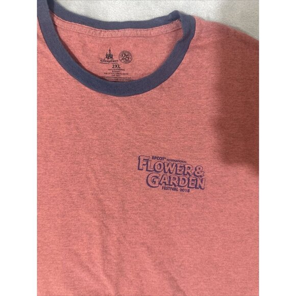 Disney Parks Epcot Flower Garden T Short Red Size Adult 2X - Picture 7 of 12